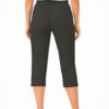 Women's Cropped Trousers with Elasticated Waist – Black | Soft Stretch Capri 3/4 Summer Pants with Pockets
