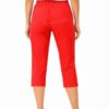 Women's Cropped Trousers with Elasticated Waist – Red | Soft Stretch Capri 3/4 Summer Pants with Pockets
