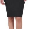 Women's Black Pencil Midi Skirt – Stretch Bodycon Work & School Uniform Skirt