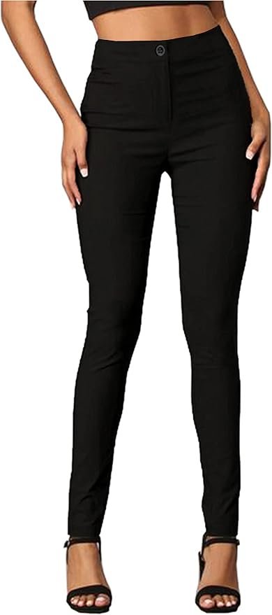 Femiss Women's Black Skinny School & Office Trousers – Stretch Slim Fit Work Pants