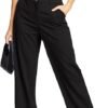 Femiss Women's Black Wide Leg Trousers – High Waisted Tailored Relaxed Fit Office Work Pants