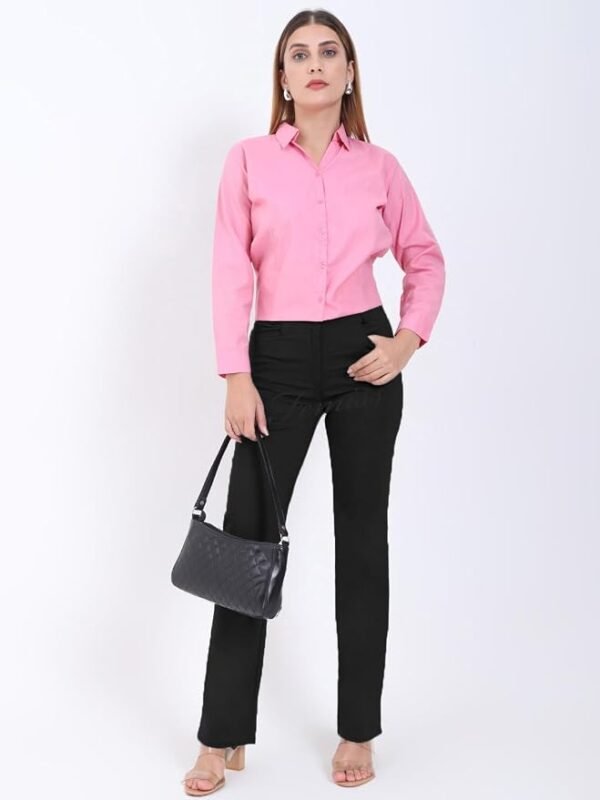 Femiss Women's Black Straight Leg Trousers – High Waisted Stretch School & Office Work Pants