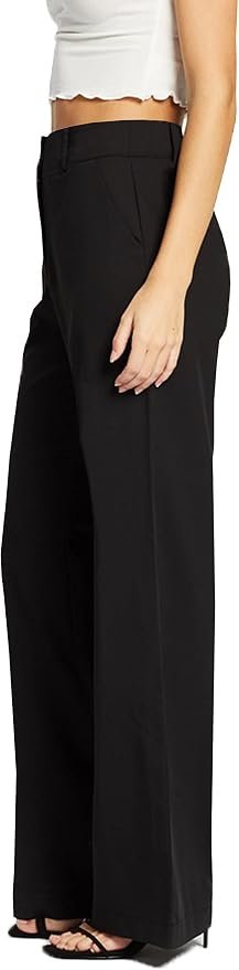 Femiss Women's Black Wide Leg Trousers – High Waisted Tailored Relaxed Fit Office Work Pants