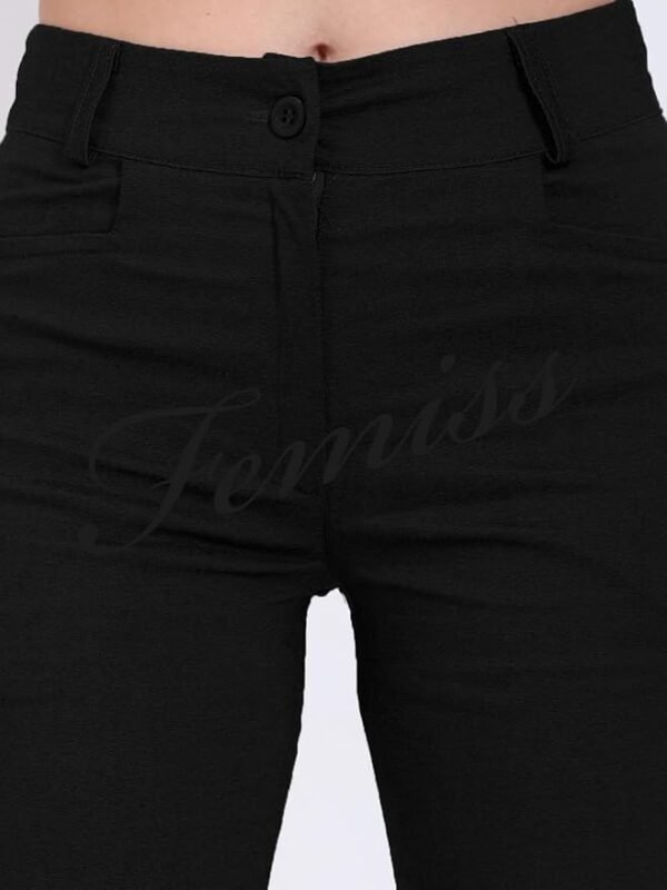 Femiss Women's Black Straight Leg Trousers – High Waisted Stretch School & Office Work Pants