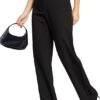 Femiss Women's Black Wide Leg Trousers – High Waisted Tailored Relaxed Fit Office Work Pants