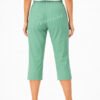 Women's Cropped Trousers with Elasticated Waist – Menthol | Soft Stretch Capri 3/4 Summer Pants with Pockets