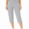 Women's Cropped Trousers with Elasticated Waist – Grey | Soft Stretch Capri 3/4 Summer Pants with Pockets