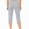 Women's Cropped Trousers with Elasticated Waist – Grey | Soft Stretch Capri 3/4 Summer Pants with Pockets