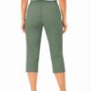 Women's Cropped Trousers with Elasticated Waist – Khaki | Soft Stretch Capri 3/4 Summer Pants with Pockets