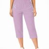 Women's Cropped Trousers with Elasticated Waist – Lilac | Soft Stretch Capri 3/4 Summer Pants with Pockets