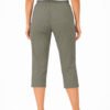 Women's Cropped Trousers with Elasticated Waist – Mocha | Soft Stretch Capri 3/4 Summer Pants with Pockets
