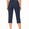 Women's Cropped Trousers with Elasticated Waist – Navy Blue | Soft Stretch Capri 3/4 Summer Pants with Pockets