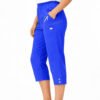 Women's Cropped Trousers with Elasticated Waist – Royal Blue | Soft Stretch Capri 3/4 Summer Pants with Pockets