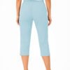 Women's Cropped Trousers with Elasticated Waist – Sky Blue | Soft Stretch Capri 3/4 Summer Pants with Pockets