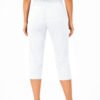 Women's Cropped Trousers with Elasticated Waist – White | Soft Stretch Capri 3/4 Summer Pants with Pockets