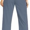 Femiss Women's Denim Blue Wide Leg Trousers – High Waisted Tailored Relaxed Fit Office Work Pants