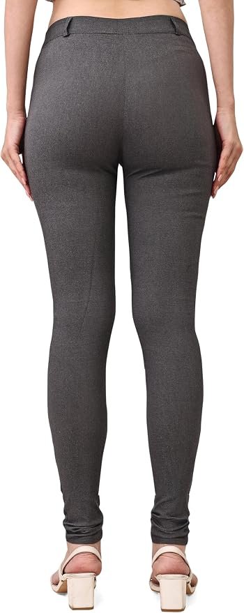 Women's Skinny Stretch Trousers – Grey | Smart Casual Office & School Uniform Pants with Pockets