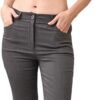 Women's Skinny Stretch Trousers – Grey | Smart Casual Office & School Uniform Pants with Pockets