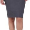 Women's Grey Pencil Midi Skirt – Stretch Bodycon Work & School Uniform Skirt