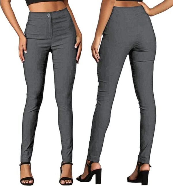 Femiss Women's Grey Skinny School & Office Trousers – Stretch Slim Fit Work Pants