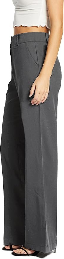 Femiss Women's Grey Wide Leg Trousers – High Waisted Tailored Relaxed Fit Office Work Pants