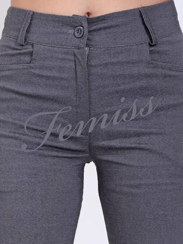 Femiss Women's Grey Straight Leg Trousers – High Waisted Stretch School & Office Work Pants