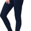 Women's Skinny Stretch Trousers – Navy Blue | Smart Casual Office & School Uniform Pants with Pockets