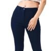 Women's Skinny Stretch Trousers – Navy Blue | Smart Casual Office & School Uniform Pants with Pockets