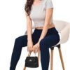 Women's Skinny Stretch Trousers – Navy Blue | Smart Casual Office & School Uniform Pants with Pockets