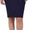 Women's Navy Blue Pencil Midi Skirt – Stretch Bodycon Work & School Uniform Skirt