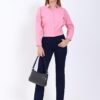 Femiss Women's Navy Blue Straight Leg Trousers – High Waisted Stretch School & Office Work Pants