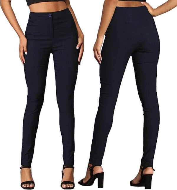 Femiss Women's Navy Blue Skinny School & Office Trousers – Stretch Slim Fit Work Pants