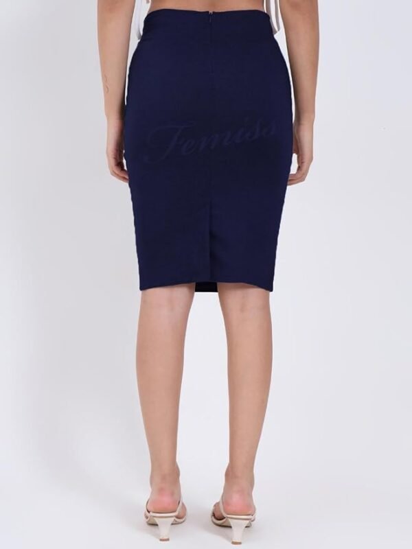Women's Navy Blue Pencil Midi Skirt – Stretch Bodycon Work & School Uniform Skirt