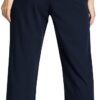 Femiss Women's Navy Blue Wide Leg Trousers – High Waisted Tailored Relaxed Fit Office Work Pants