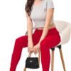 Women's Skinny Stretch Trousers – Red | Smart Casual Office & School Uniform Pants with Pockets