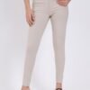 Women's Skinny Stretch Trousers – Stone | Smart Casual Office & School Uniform Pants with Pockets