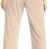 Femiss Women's Stone Stripe Wide Leg Trousers – High Waisted Tailored Relaxed Fit Office Work Pants
